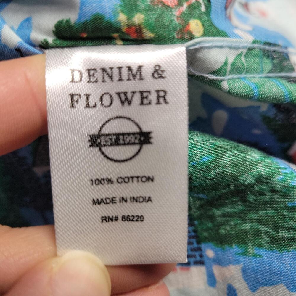 NWT DENIM & FLOWER Ricky Singh Christmas Shirt Men L Santa Snowmen Button Up - Picture 8 of 8